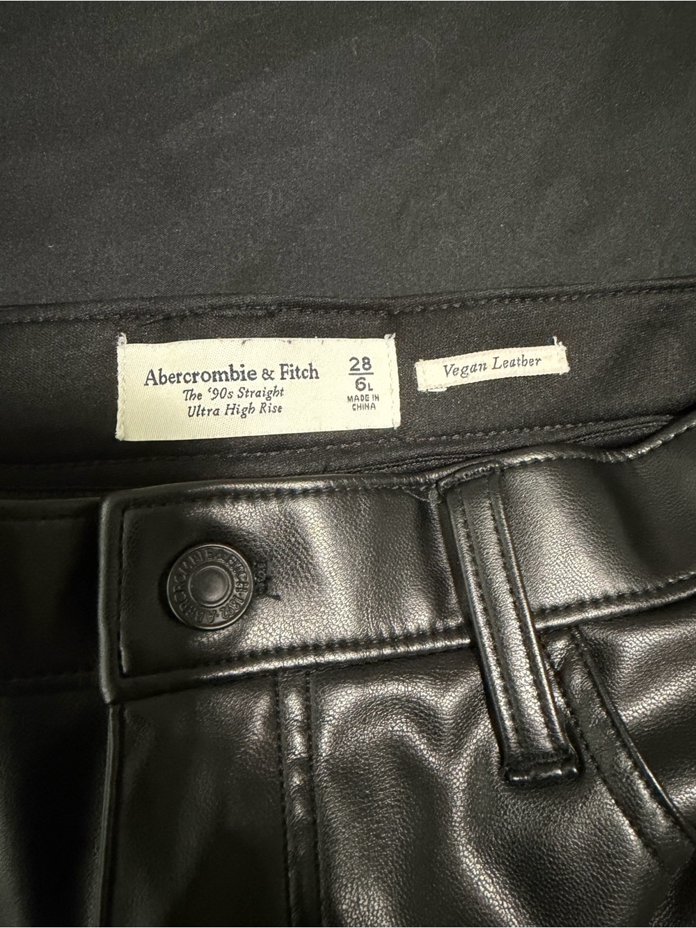 Abercrombie & Fitch Black Vegan Leather High-Rise Jeans